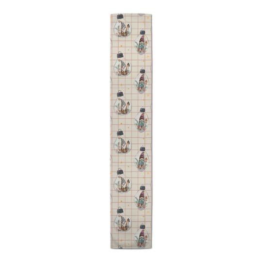 90" & Check Gnome Globe Pattern Cotton Twill Runner